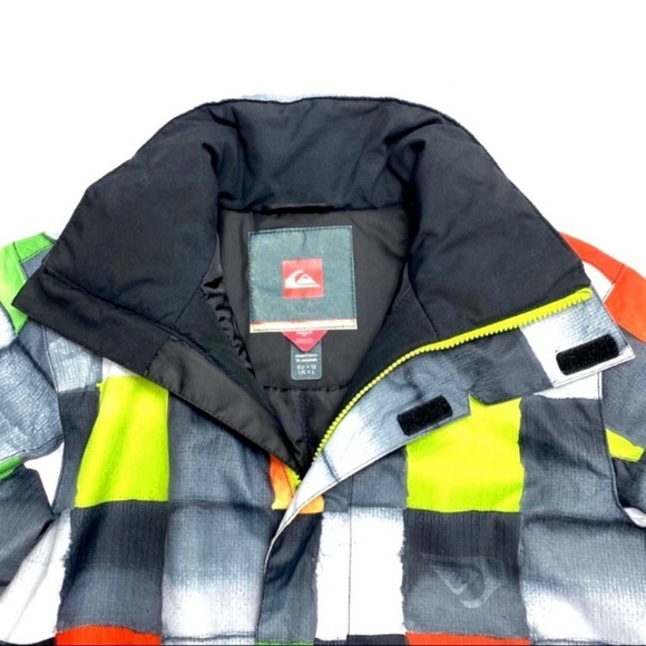 QUIKSILVER Mission Window Plaid 10K Ski Snowboarding Fit Jacket in Neon Green - Picture 4 of 8